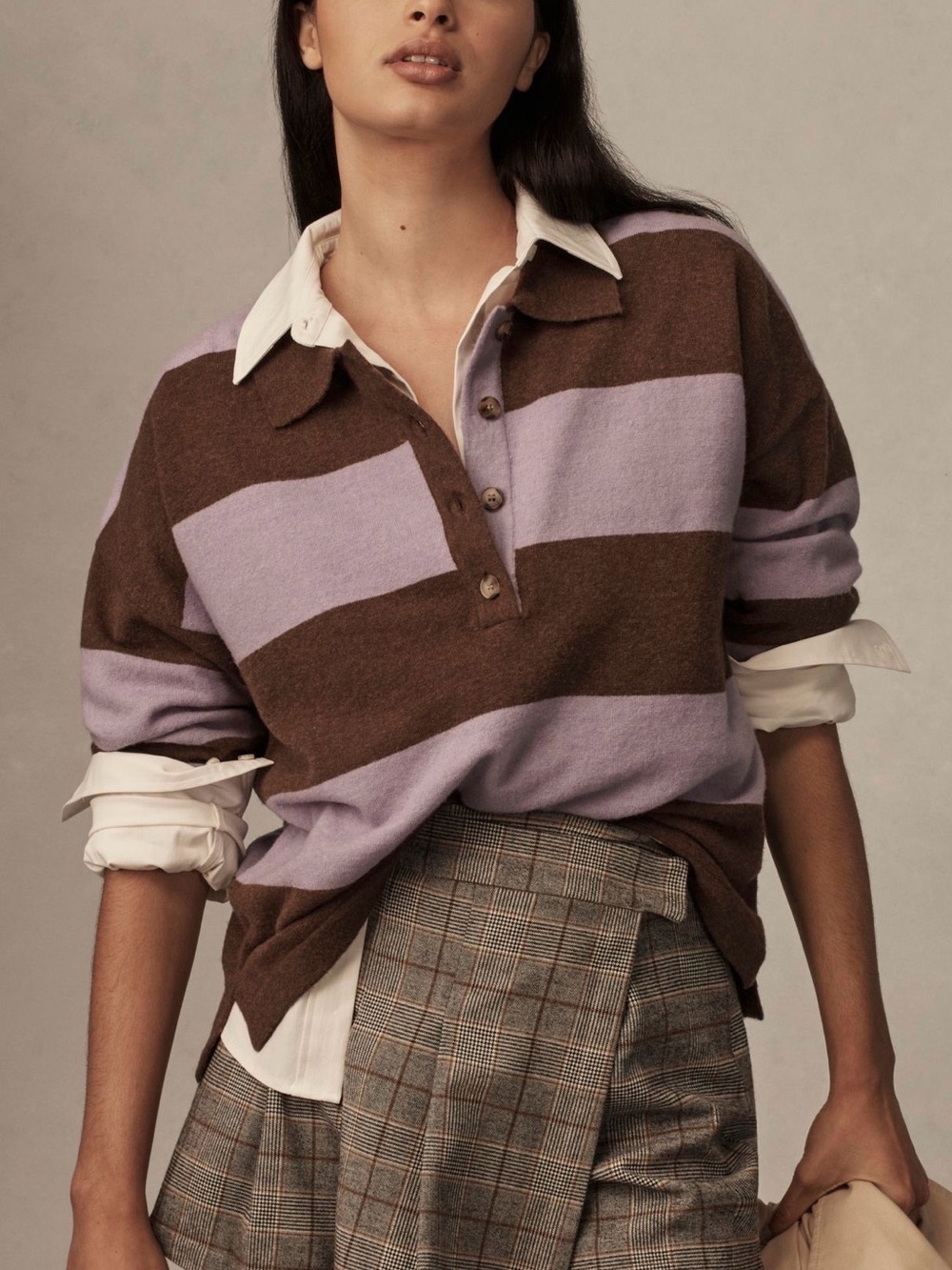 Anthropologie Maeve Rugby Polo Striped Sweater
